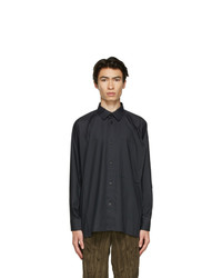 Issey Miyake Men Black Poplin Flat Shirt