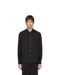 Lemaire Black Poplin Large Collar Shirt