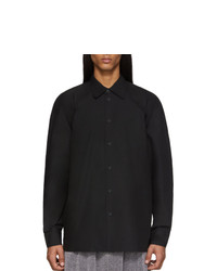Random Identities Black Raglan Sleeve Button Up Shirt