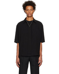 Solid Homme Black Spread Collar Shirt