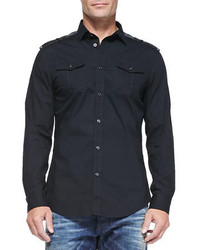 Diesel Button Down Shirt With Pockets Black