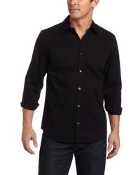 Calvin Klein Solid Button Front Woven Shirt