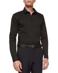 Versace Collection Tonal Stripe Woven Sport Shirt Black