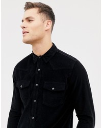 Burton Menswear Cord Shirt In Black