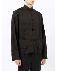 Black Comme Des Garçons Crinkled Dragon Embroidery Shirt