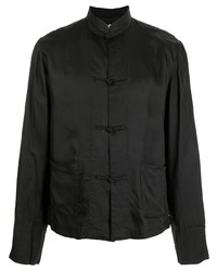 Black Comme Des Garçons Crinkled Dragon Embroidery Shirt