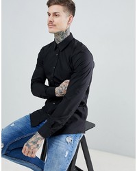 Hugo Elisha Poplin Extra Slim Fit Shirt In Black