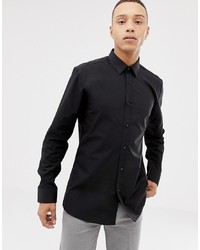 Hugo Elisha01 Extra Slim Fit Poplin Shirt In Black