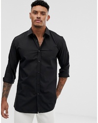 Hugo Elisha01 Tonal Logo Extra Slim Fit Shirt In Black