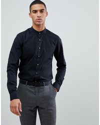 Calvin Klein Extra Slim Stretch Shirt Grandad Collar Black