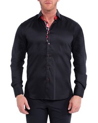Maceoo Fibonacci Grid Black Cotton Button Up Shirt
