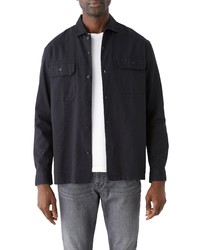 Frank and Oak Frank Oak Military Twill Button Up Shirt In Jet Black At Nordstrom