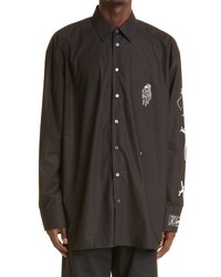 Raf Simons Gothic Oversize Long Sleeve Button Up Poplin Shirt