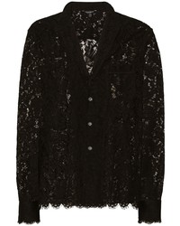 Dolce & Gabbana Lace Panelling Notched Collar Shirt