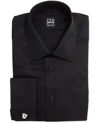 Ike Behar Long Sleeve Button Front Poplin Shirt Black