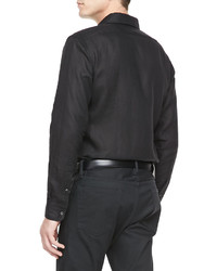 Ralph Lauren Black Label Long Sleeve Linen Sport Shirt Black