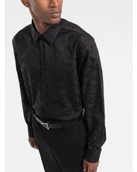 Versace Long Sleeve Logo Jacquard Shirt