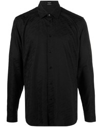 Versace Long Sleeve Logo Jacquard Shirt