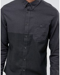 Celio Long Sleeve Regular Fit Shirt With Cut And Sew Panel