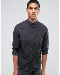 Celio Long Sleeve Regular Fit Shirt With Cut And Sew Panel