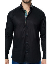 Maceoo Luxor Black Fluo Paint Button Up Shirt