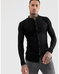 Gym King Muscle Fit Grandad Shirt In Jersey