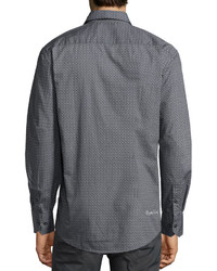 English Laundry Neat Pattern Long Sleeve Sport Shirt Black