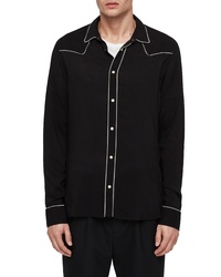 AllSaints Nero Piped Western Sport Shirt