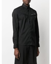 Les Hommes Panelled Zip Detail Shirt