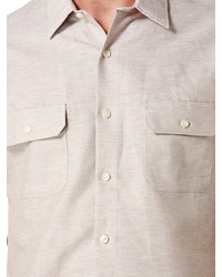 Perry Ellis Solid Linen Pocket Shirt