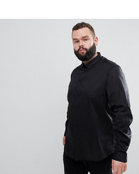 ASOS DESIGN Plus Stretch Regular Fit Shirt In Black