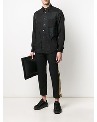 Black Comme Des Garçons Poplin And Chiffon Panelled Shirt