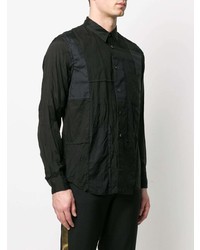 Black Comme Des Garçons Poplin And Chiffon Panelled Shirt