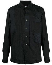 Black Comme Des Garçons Poplin And Chiffon Panelled Shirt