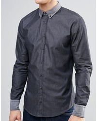 Boss Orange Shirt With Button Down In Slim Fit Black