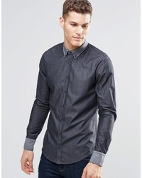 Boss Orange Shirt With Button Down In Slim Fit Black
