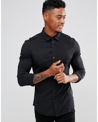 ASOS DESIGN Skinny Viscose Shirt In Black