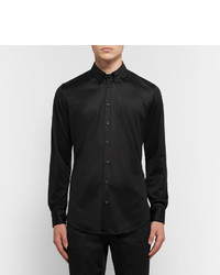 Giorgio Armani Slim Fit Button Down Collar Cotton Jersey Shirt