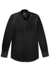 Giorgio Armani Slim Fit Button Down Collar Cotton Jersey Shirt