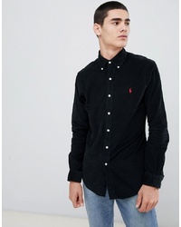 Polo Ralph Lauren Slim Fit Fine Cord Shirt Player Logo In Black