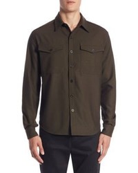 Vince Slim Fit Military Button Up Shirt