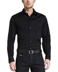 Armani Collezioni Stretch Poplin Sport Shirt Black