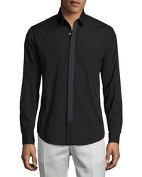 Theory Sullivan Wealth Contrast Placket Sport Shirt Black