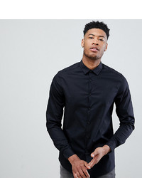 ASOS DESIGN Tall Stretch Regular Fit Shirt In Black