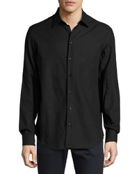 Armani Collezioni Textured Cotton Sport Shirt Black