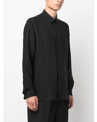 Saint Laurent Tonal Pattern Long Sleeve Shirt