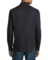 Armani Collezioni Tonal Textured Long Sleeve Shirt Black