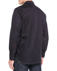 Robert Graham Wesport Tonal Paisley Jacquard Shirt Black