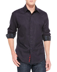 Robert Graham Wesport Tonal Paisley Jacquard Shirt Black