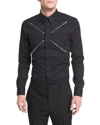 Givenchy Zip Collar Long Sleeve Shirt Black
